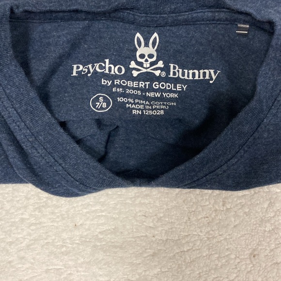 Psycho Bunny by Robert Godley dark blue vneck short sleeve tee t-shirt small 7/8 - Picture 5 of 7